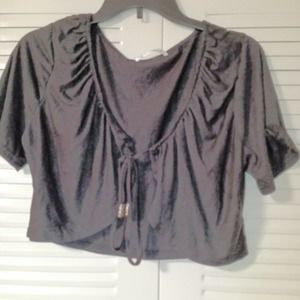 Rose Gal Black Cropped Draping Tie Front Size 16 or 1X
